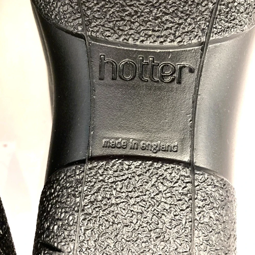 Hotter Sugar II Shoes Womens 11 Wide EXF Hook Loop Close Monkstrap Black Leather